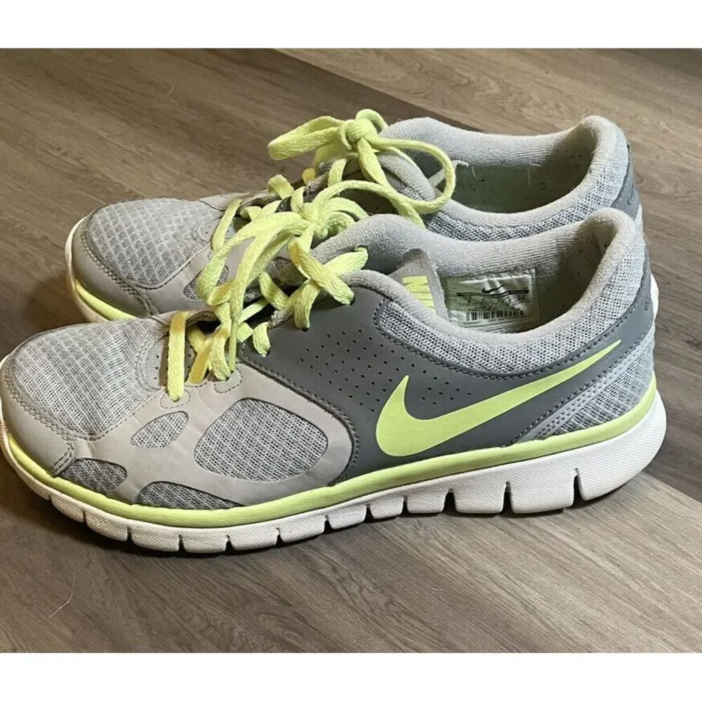 Nike‎ Womens Flex 512108-003 Gray Green Running Shoes Lace Up Low Top Size 9